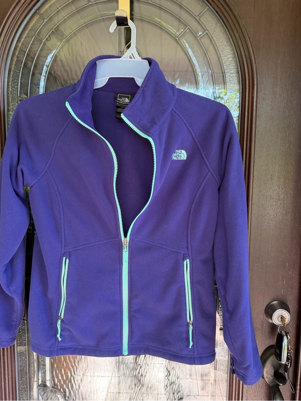 The North Face Purple Fleece Jacket with Mint Trim